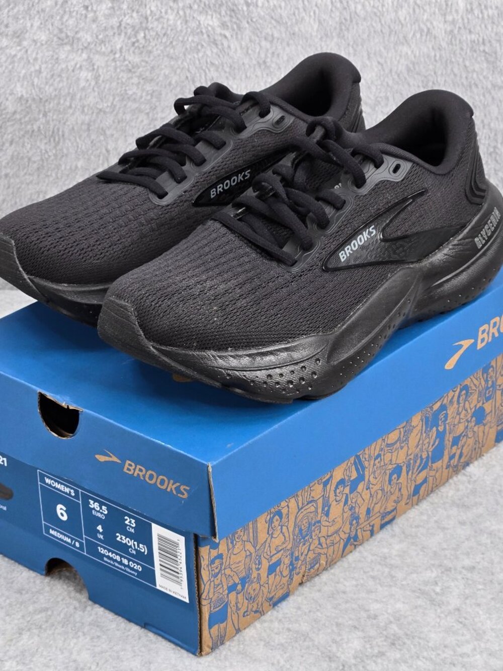 Brooks Shoes Glycerin 21 Womens Size 6 B Triple Black Athletic Running Sneakers